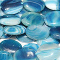 13" St  Blue Striped Agate Smooth Oval Beads 15x20mm.-Strand 37cm
