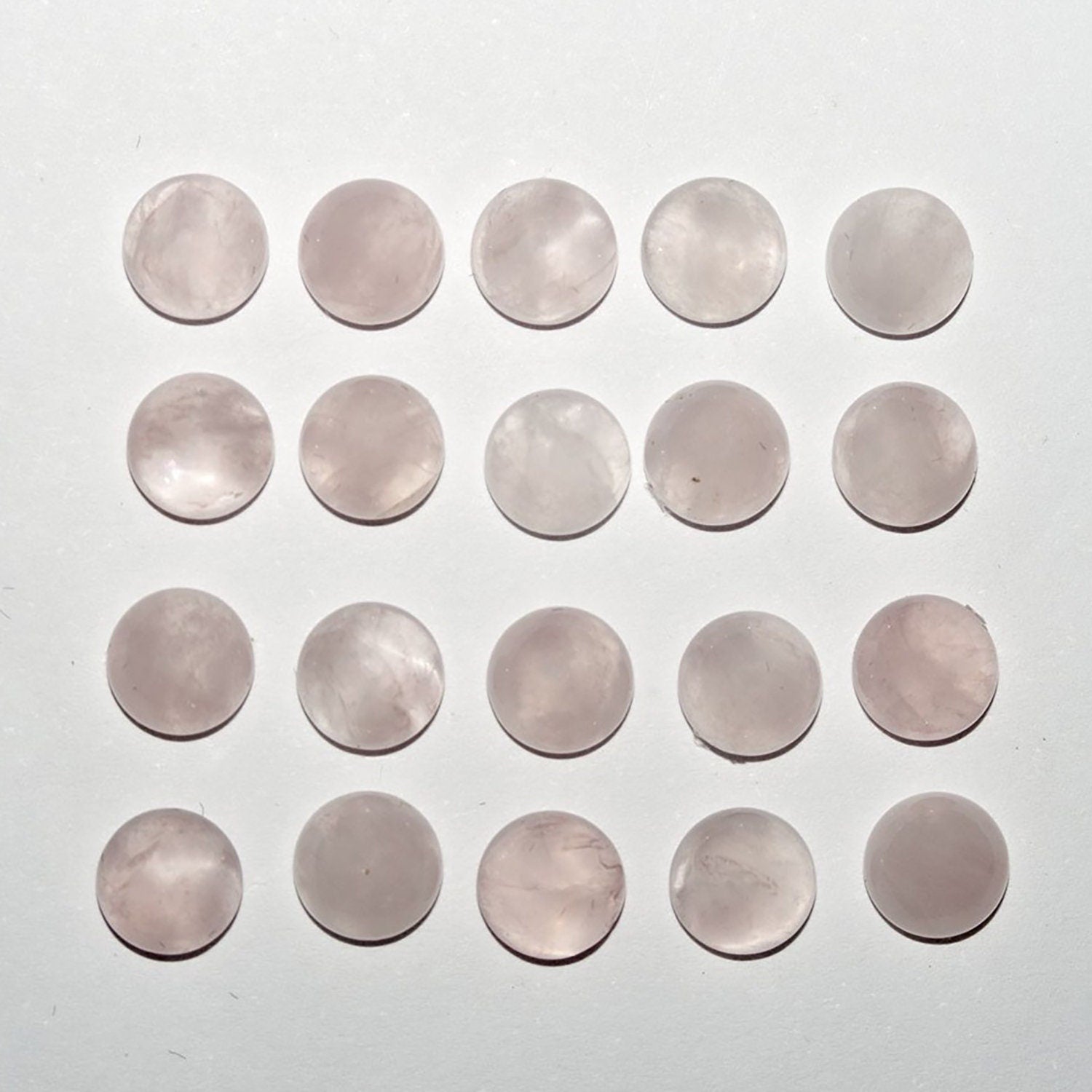 Lote de 20 cabujones redondos de cuarzo rosa de 6 mm (20 unidades)