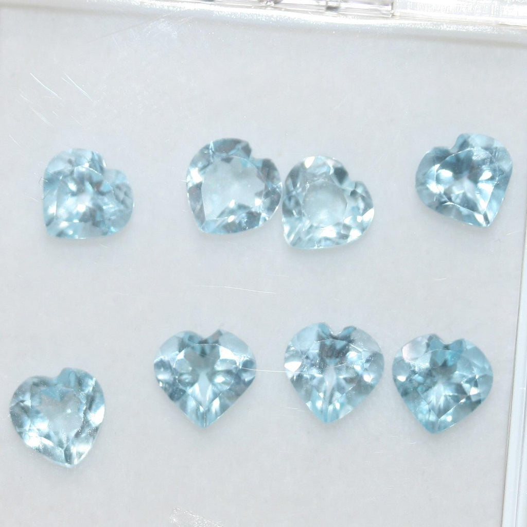 Lote de 8 piezas de topacio cielo con forma de corazón facetado de 6 mm (8 piezas)