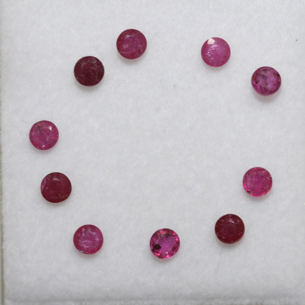 10 Pcs Ruby Faceted Round Lot 3.3mm.(10 pcs)