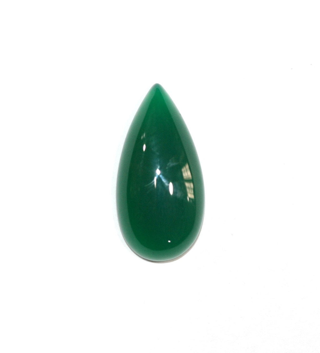 4 cabochons en agate verte en forme de goutte, 20 x 10 mm. (4 pièces).
