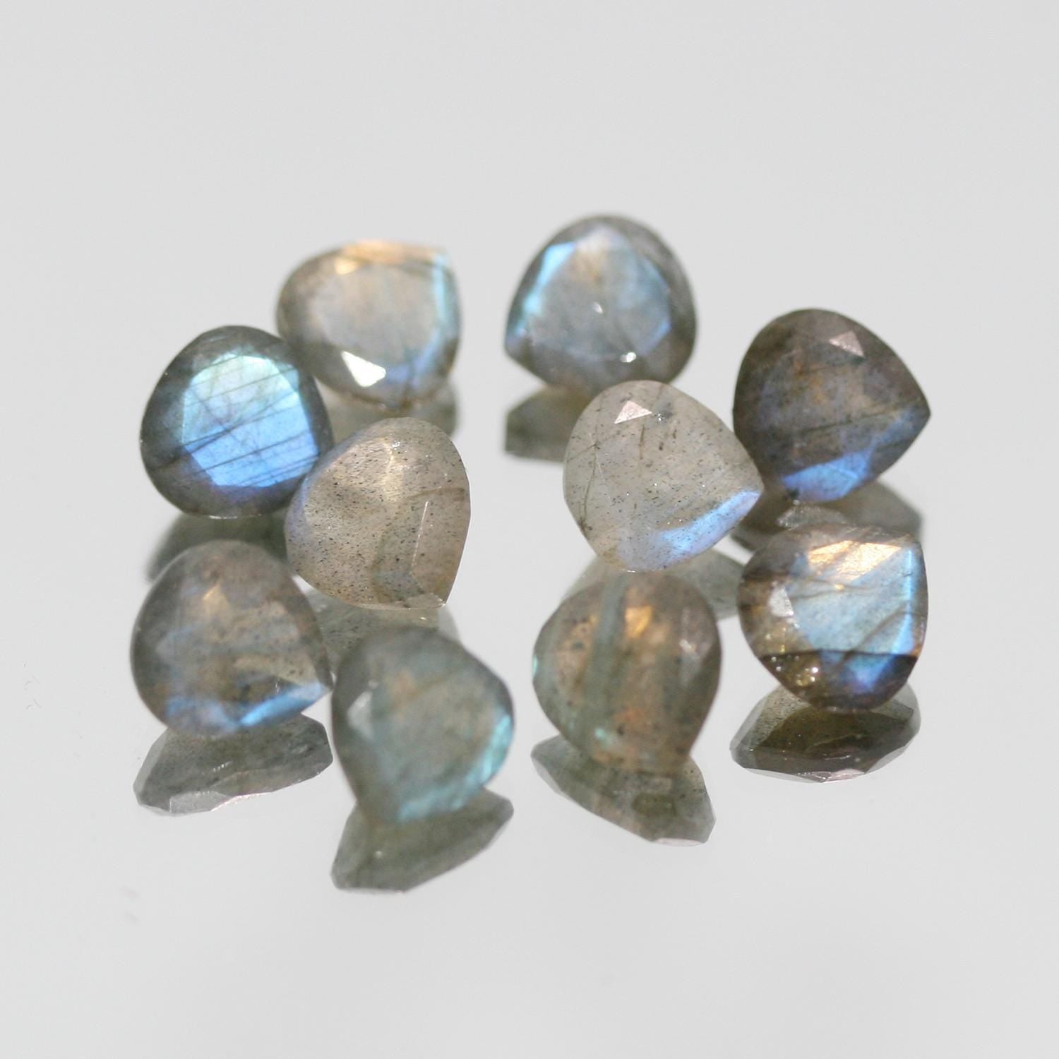 10 Pcs Lot Labradorite Faceted Drop 8mm. (10 Pcs.).