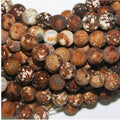Cuentas redondas de ágata marrón lisa, acabado mate, 16", 8 mm, tira de 40 cm.