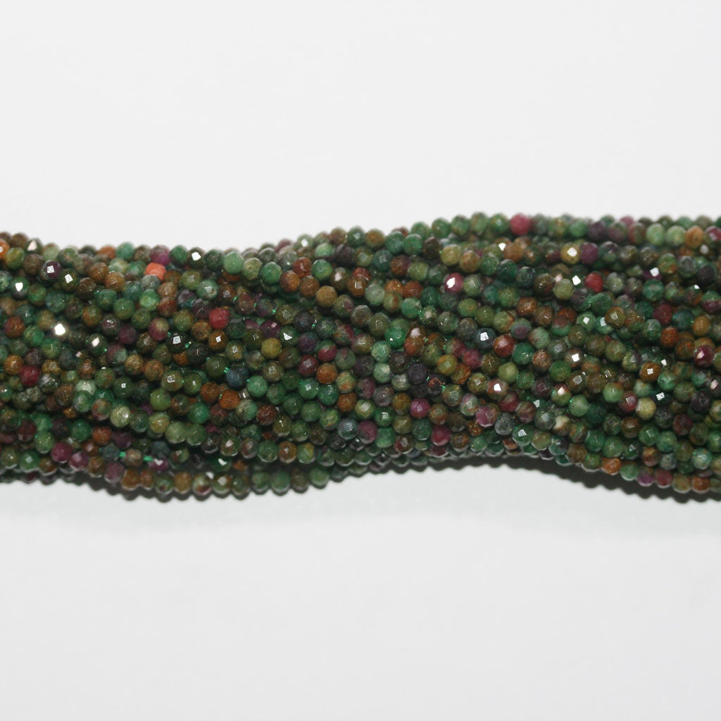 15" perles rondes à facettes en zoïsite rubis St, 3,5 mm. Fil de 39 cm.