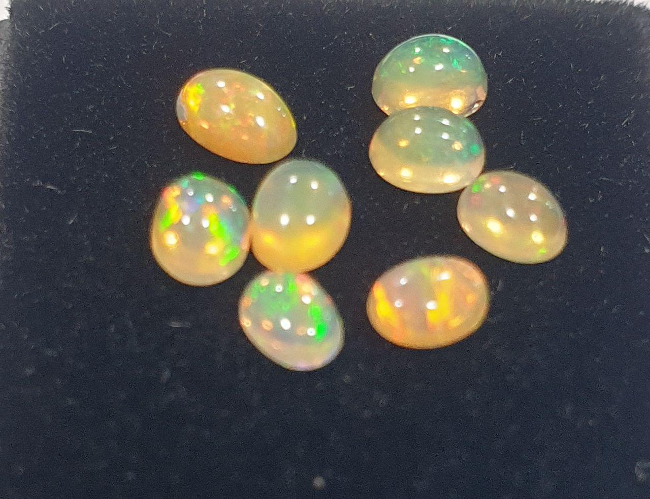 Wello Ethiopian Opal Lot Oval  Cabochon 4x3mm. (8pcs)  -Gemstone Parcels-Loose Stones Wholesale Price