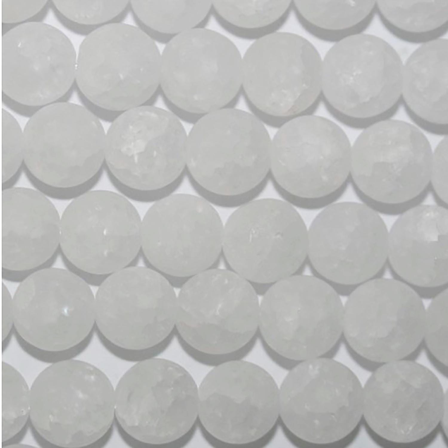 Perles rondes craquelées en cristal de roche St, finition mate lisse, 8 mm, 15 pouces (38 cm) - Fil de 40 cm