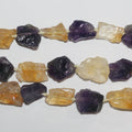 Cuentas de pepitas de amatista y citrino sin pulir de 16", 18-22 mm aprox., tira de 40 cm.