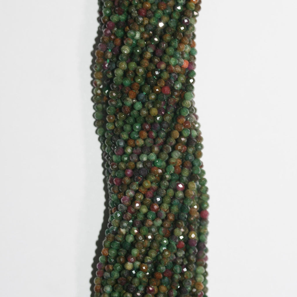 15" perles rondes à facettes en zoïsite rubis St, 3,5 mm. Fil de 39 cm.