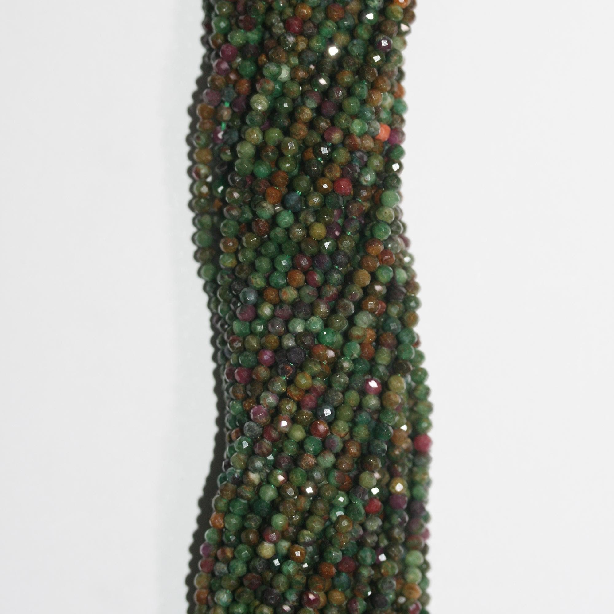 15" perles rondes à facettes en zoïsite rubis St, 3,5 mm. Fil de 39 cm.