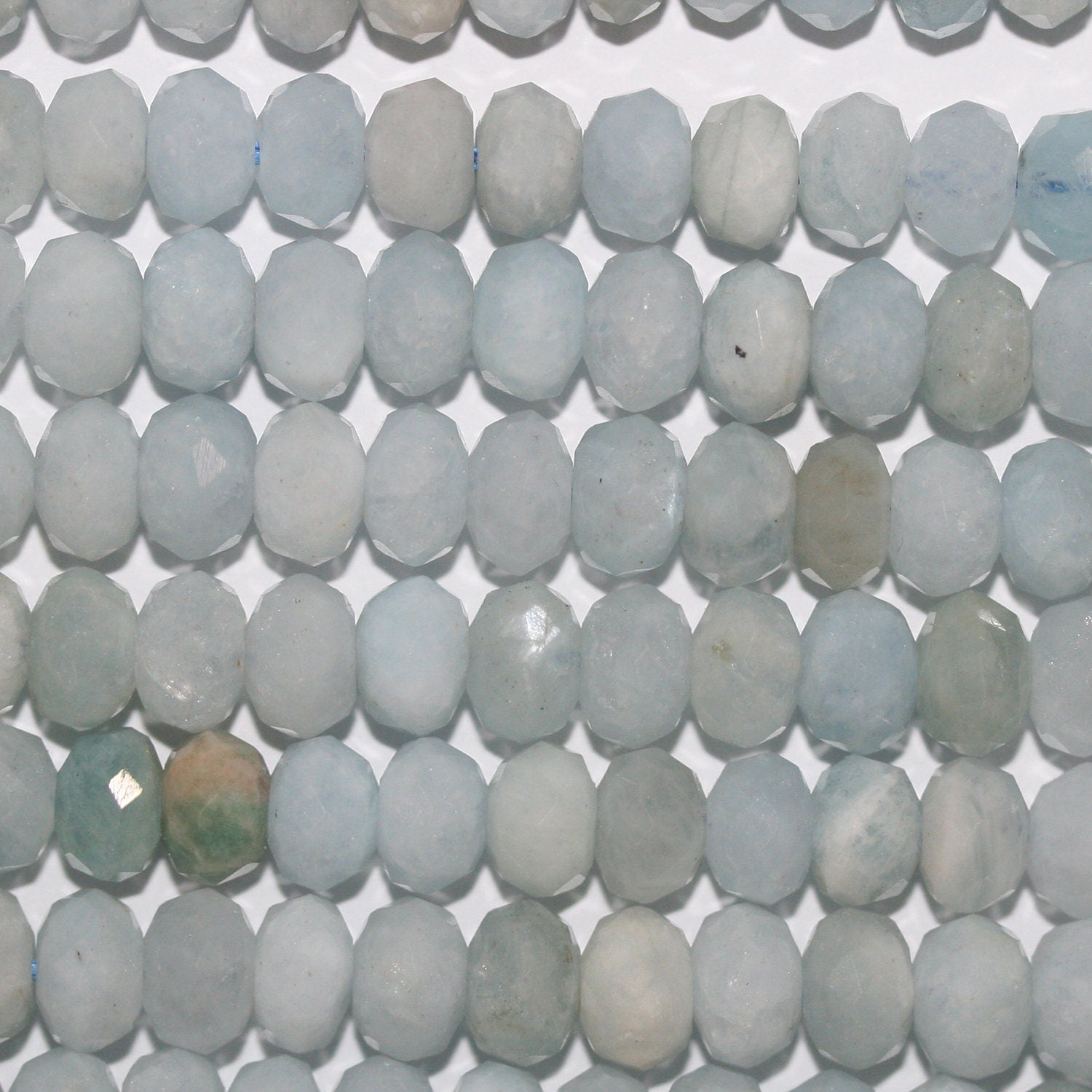 15" Perles rondelles à facettes en aigue-marine 8x5mm.-Rig 39cm.