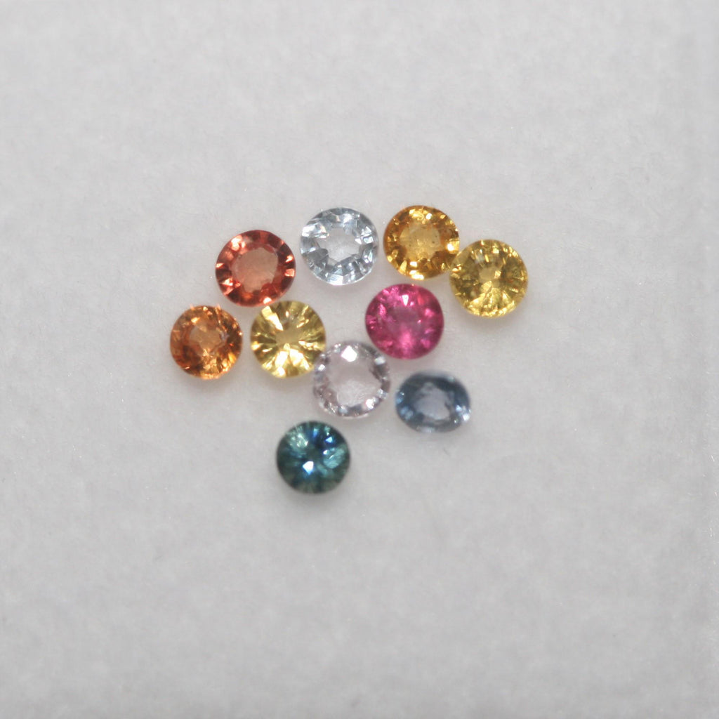 Lote de 10 zafiros multicolores redondos facetados de 2,3 mm - Paquetes de gemas - Piedras sueltas al por mayor - Gemas naturales