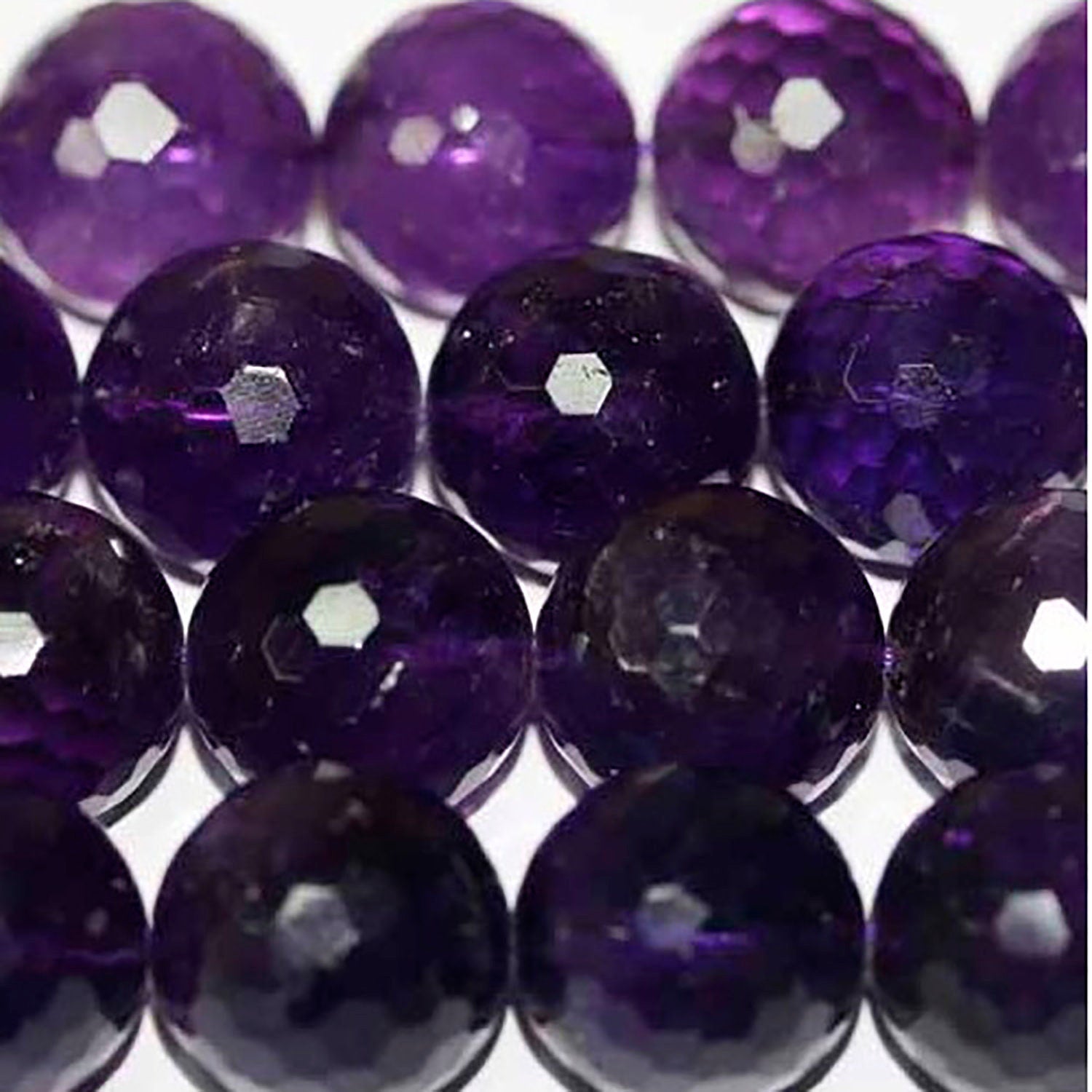 Cuentas redondas facetadas de amatista de 16" (18 mm) - Hilo de 40 cm