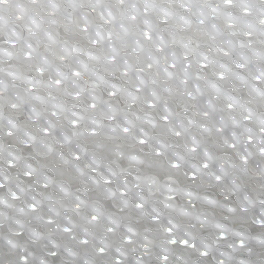 Perles rondes en cristal de roche lisse de 15 pouces, 2 mm.
