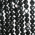15" St Perles de cœur lisses en tourmaline noire 9-10 mm.-Rig 39 cm.
