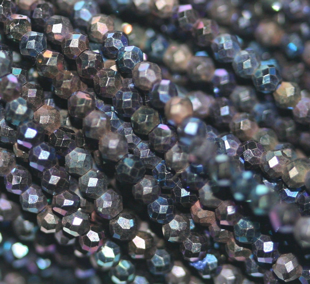 13" Strand Blue Spinel Faceted Round Beads 2mm.