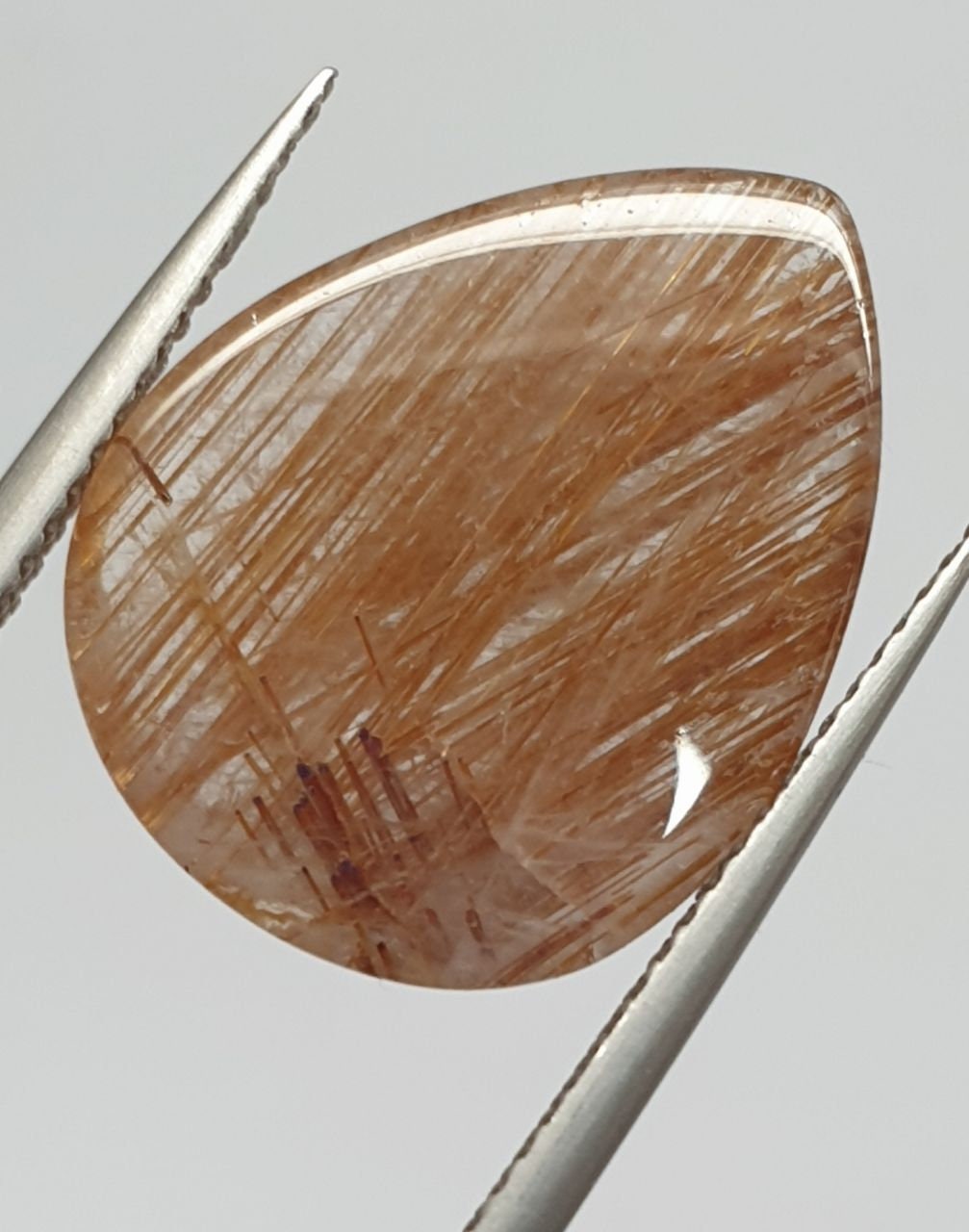 Top Quality Rutilated Quartz Smooth Drop Cabochon 18.8x14.5mm. (7.5ct.) - One of a Kind- Healing Properties-