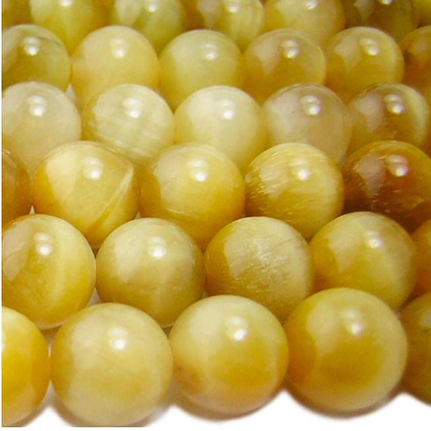 Cuentas redondas lisas de ojo de tigre de 16" (8 mm) - Hilo de 40 cm