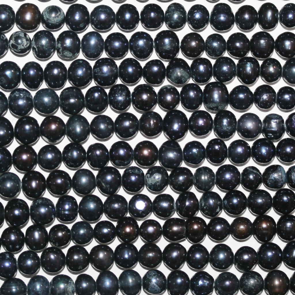 13" St Freshwater Black Round Pearl 6-7mm.Approx.-Strand 36cm  -Natural Pearls wholesale Prices