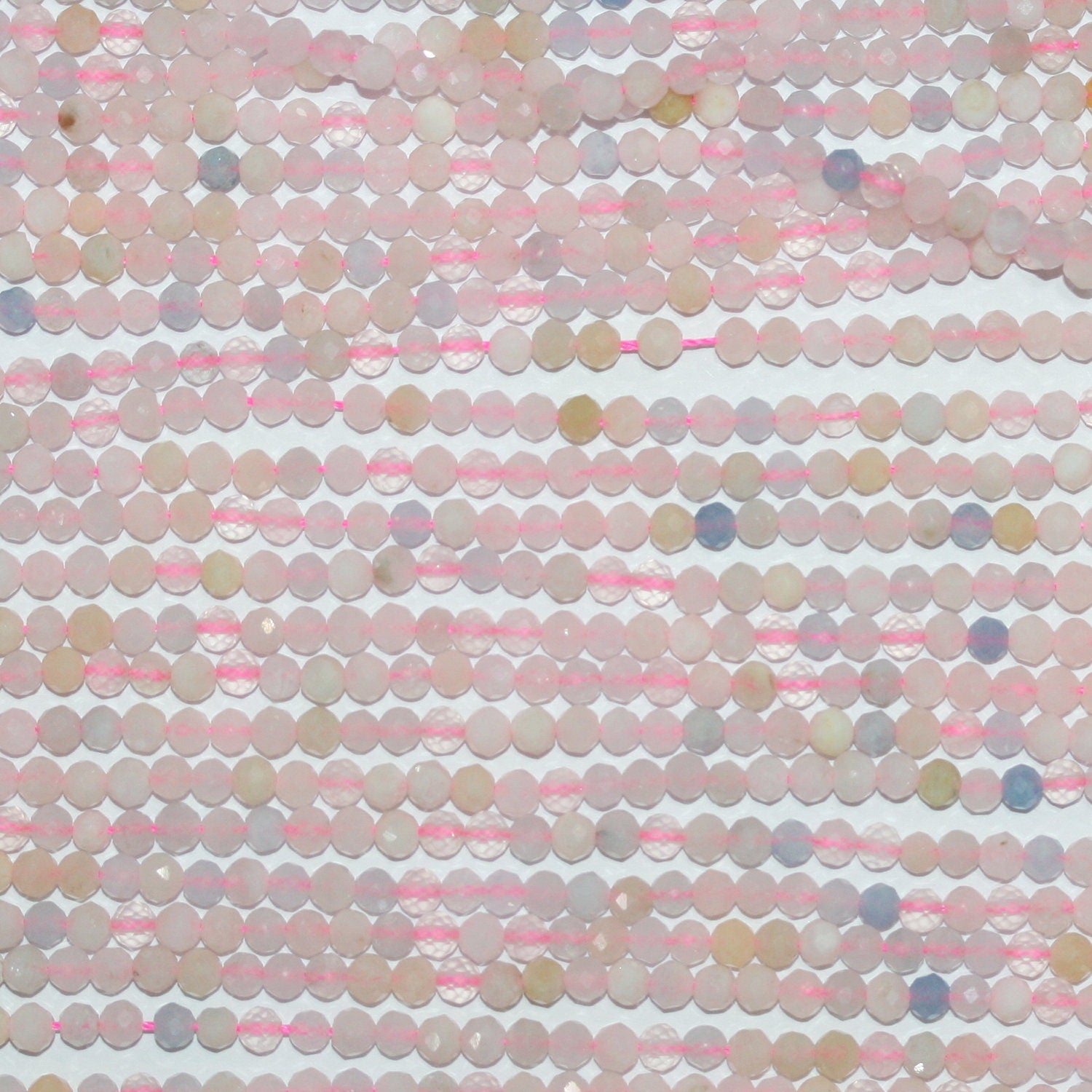 Perles rondes à facettes en morganite de St, 3,5 mm, 15 pouces (38 cm) - Fil de 39 cm