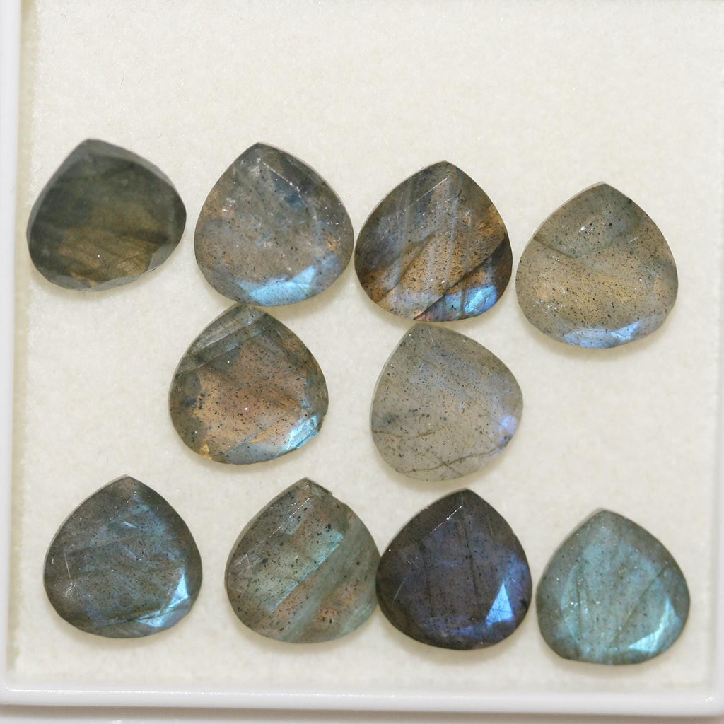 10 Pcs Lot Labradorite Faceted Drop 8mm. (10 Pcs.).