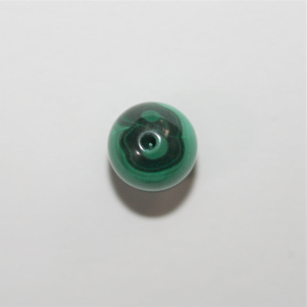 Malaquita Semiperforada Redonda Lisa 6mm.- 4 Piezas