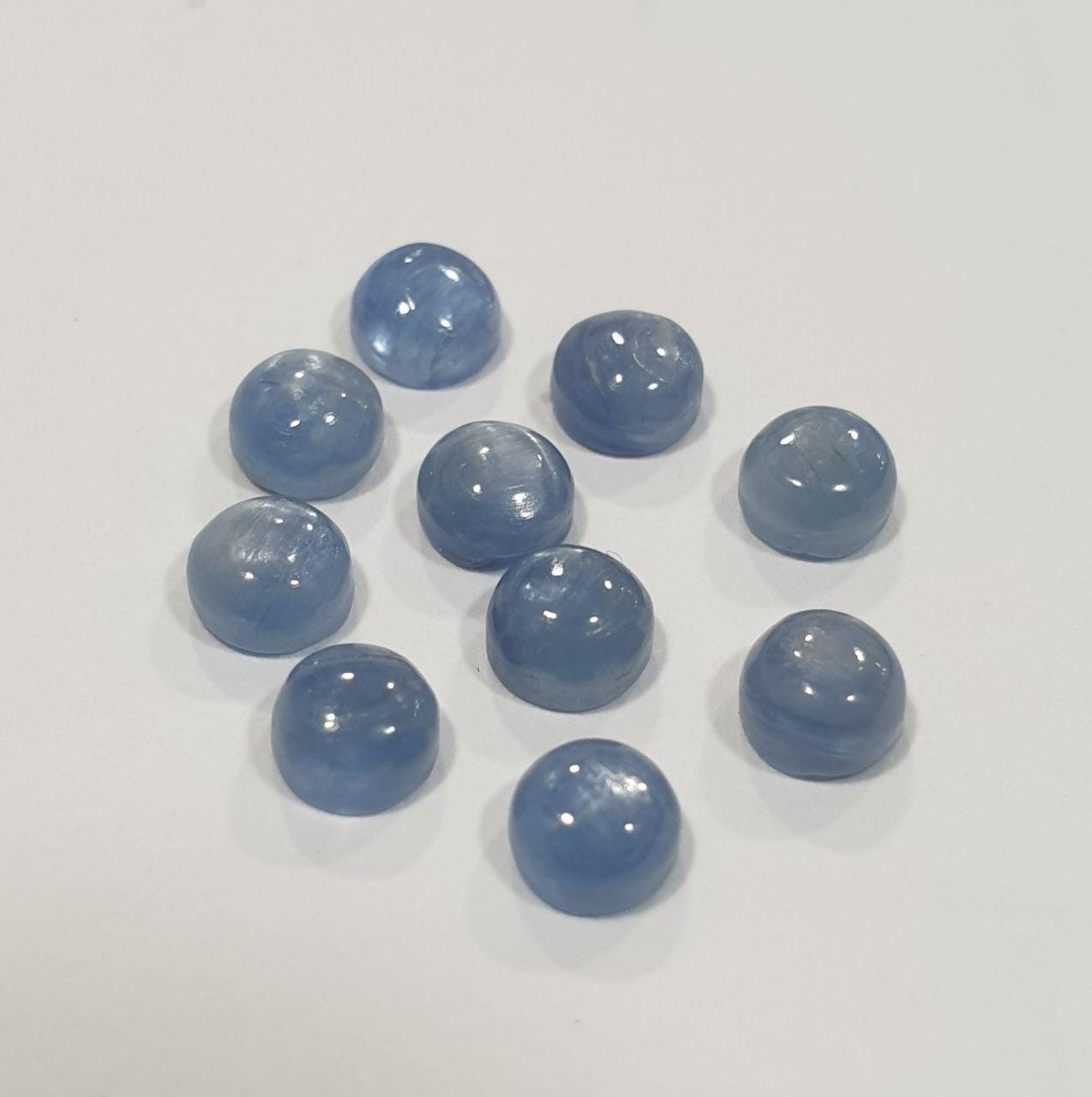 Kyanite Round Cabochon 4mm. (10 pcs.).- Item: 865CB- Brazilian Gems- Natural
