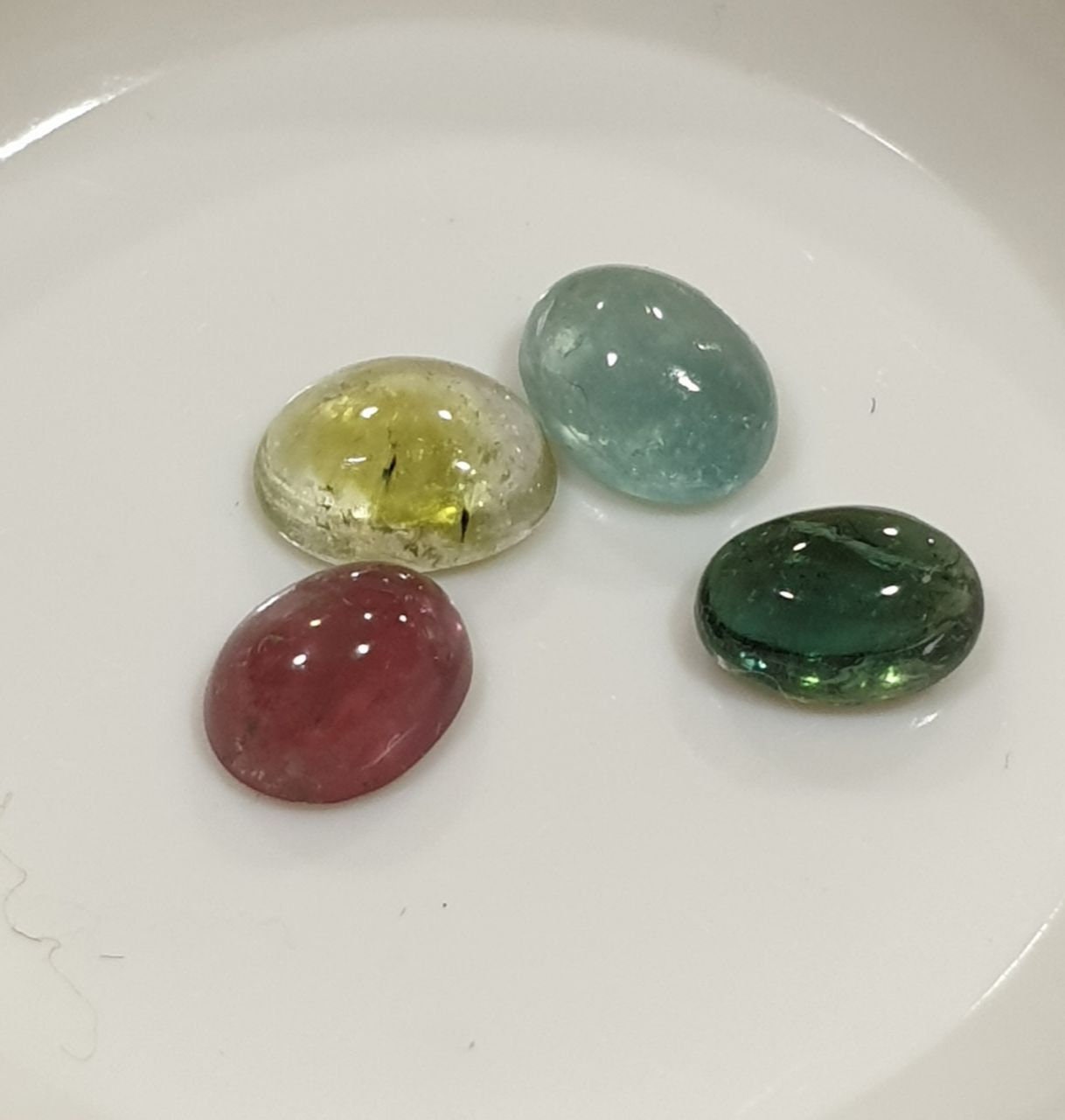 Tourmaline Lot Oval Cabochons 6x4mm.-(4pcs)  -Gemstone Parcels-Loose Stones Wholesale Price