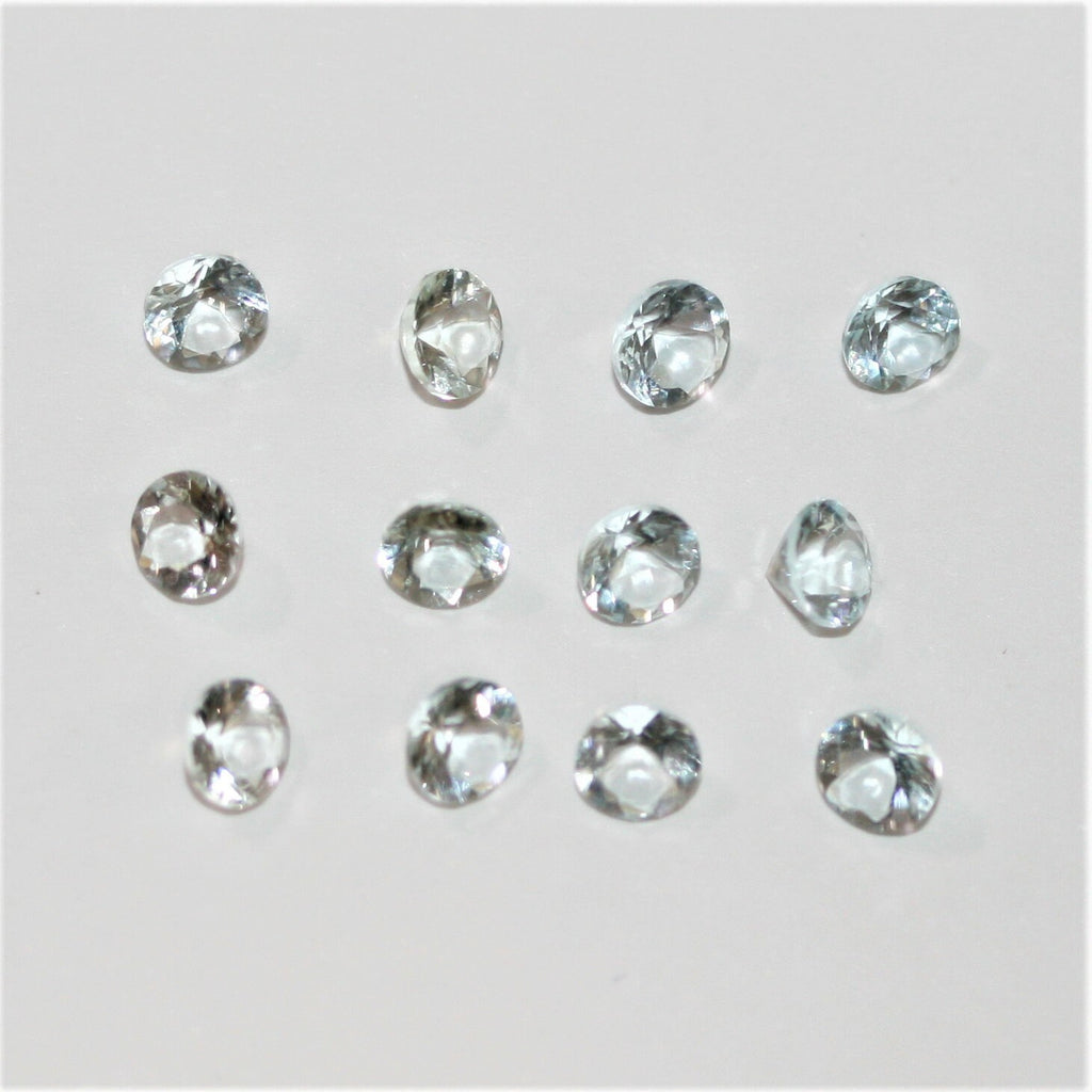 12 Pcs Lot Faceted Round Aquamarine 4mm.- (12 Pieces)