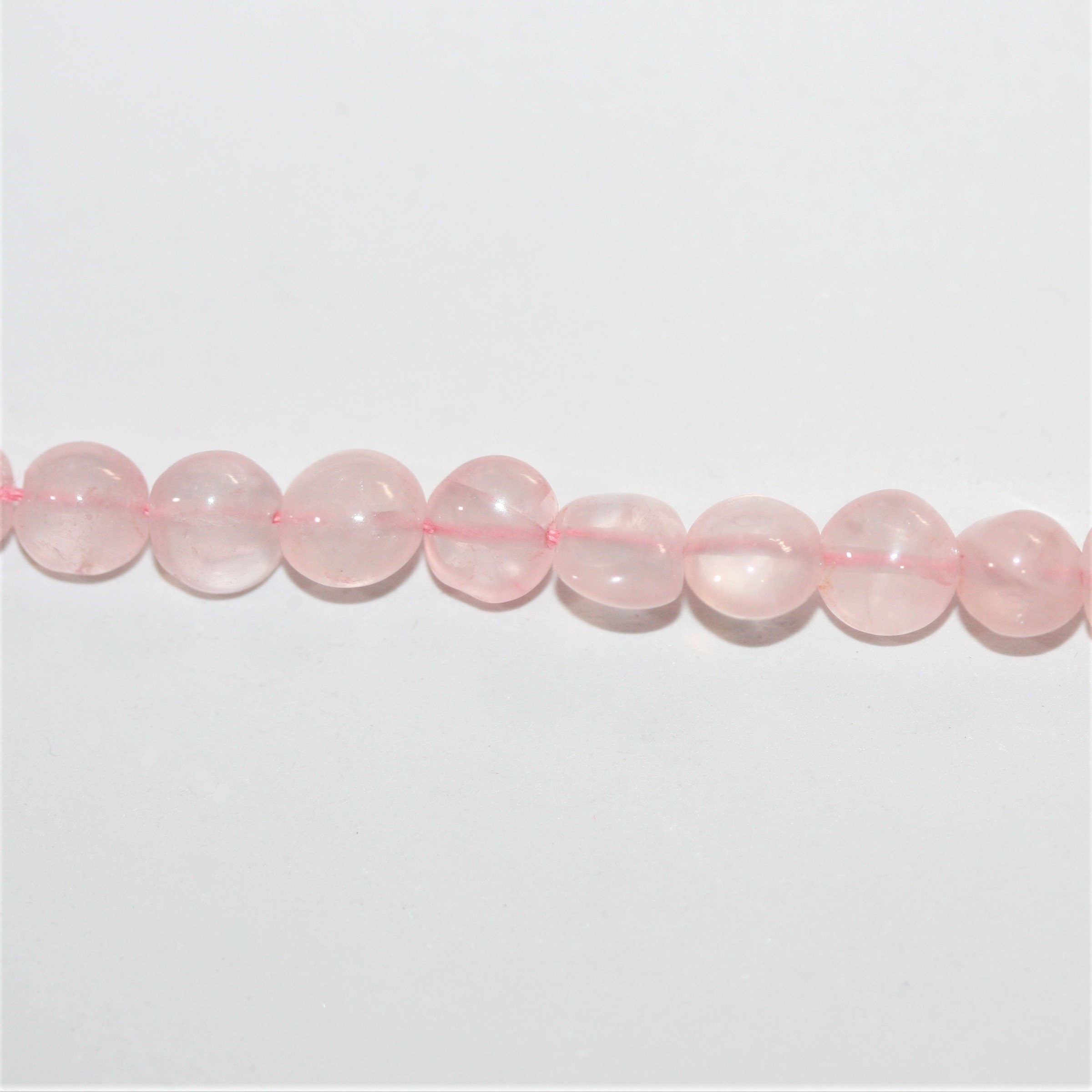Perles rondes lisses en quartz rose St de 14 pouces, 5 mm - Brin de 37 cm.
