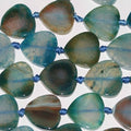 Cuentas de corazón lisas de ágata azul de 16" (23 x 25 mm, aprox.) - Hilo de 40 cm