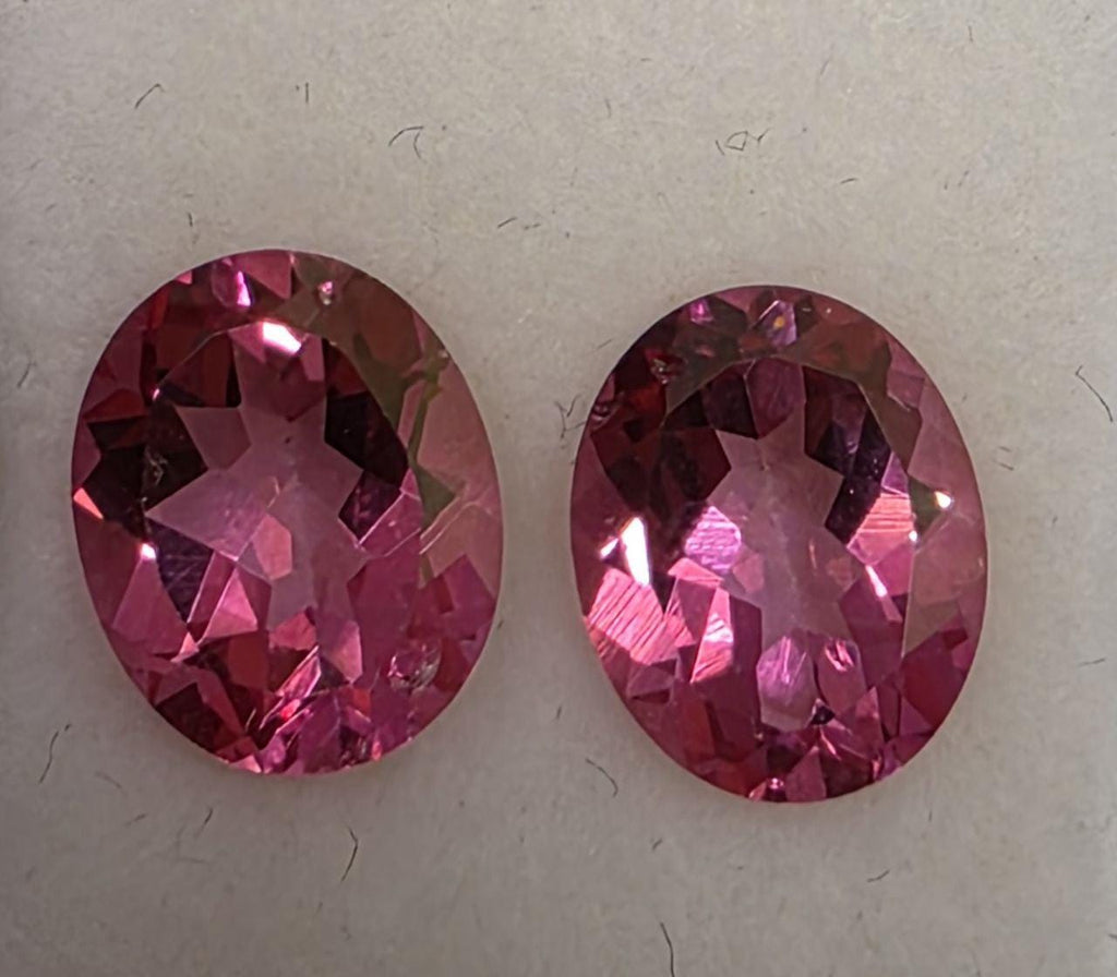 1 Pair AAA Pink Topaz Faceted Oval 10x8mm - Gems Gemstones Wholesale