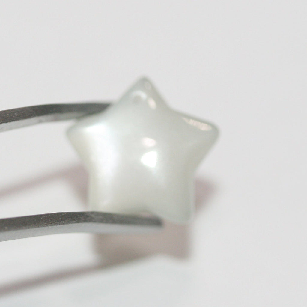 Lote de 2 colgantes lisos de estrella de piedra lunar gris de 15 mm (1 par).