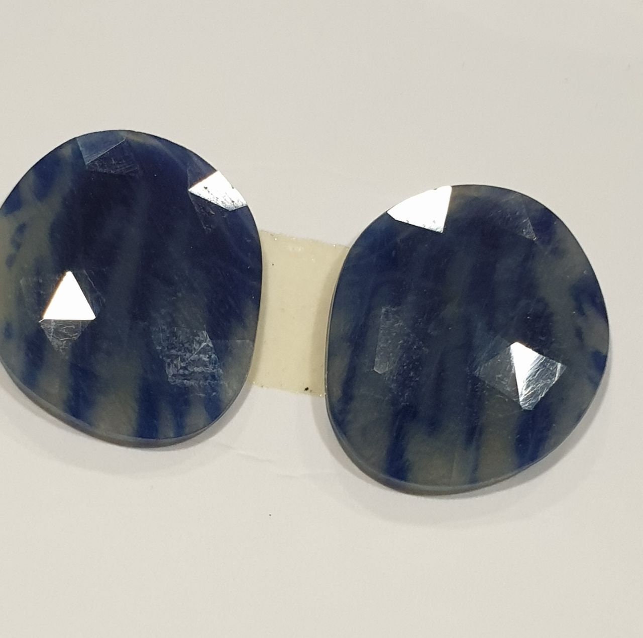 1 Pair Blue Sapphire Cabochon  Layout Matching Pair - Rose Cut 19.8ct Lot- Untreated Gemstone Natural Gems -Wholesale lot