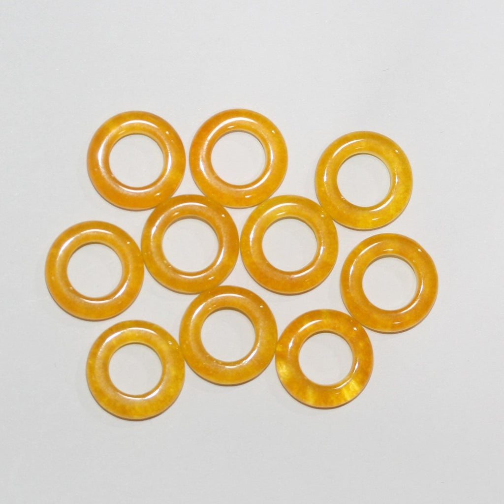 Colgante de aro liso de cuarzo amarillo de 15 mm (10 piezas) HAD