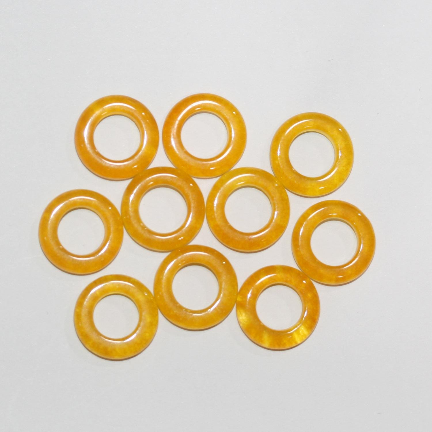 Pendentif créole lisse en quartz jaune 15 mm (10 pièces)