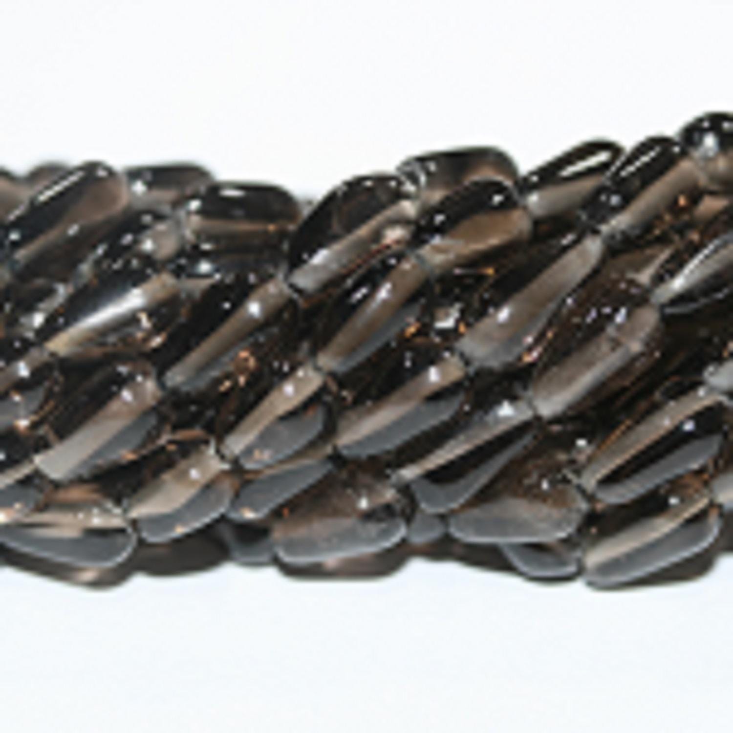 Boucles d'oreilles pendantes en quartz fumé lisse de 14 pouces (10 x 5 mm) - Longueur du collier : 37 cm - Réf. 8364