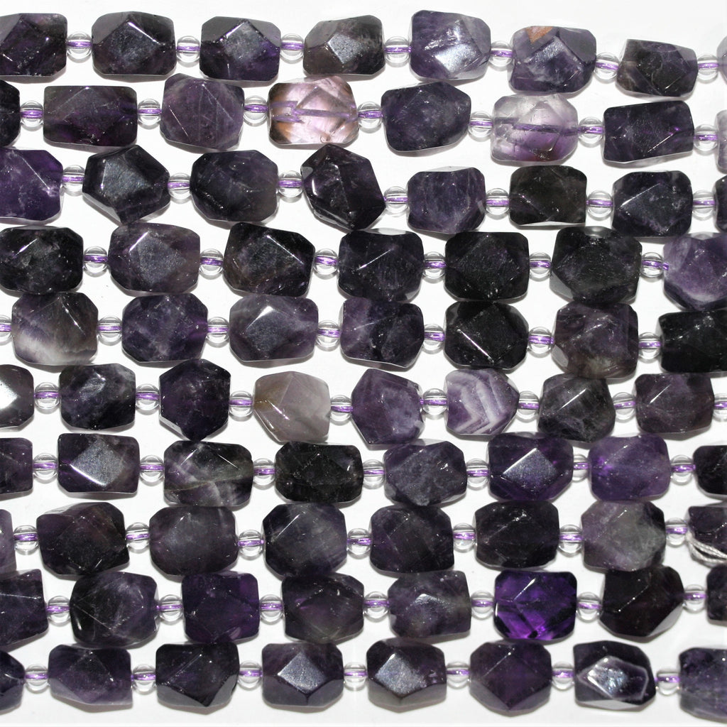 Cuentas facetadas de amatista santa de 16", 15 x 10 mm. Longitud aproximada: 40 cm.