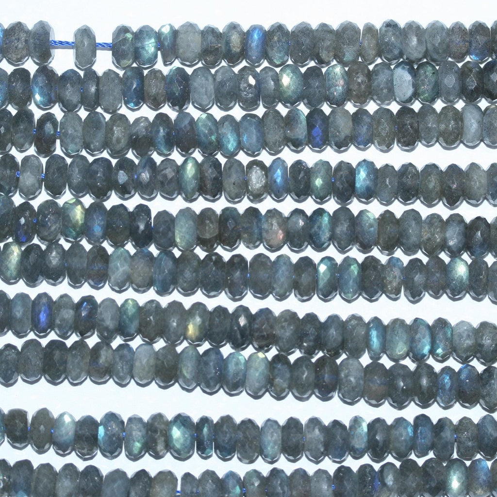 Perles rondelles à facettes en labradorite de Saint-Labrador, 15 pouces (8 x 4 mm) - Fil de 40 cm