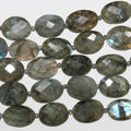 Perles ovales à facettes en labradorite, 20 x 15 mm environ - Longueur du fil : 26 cm