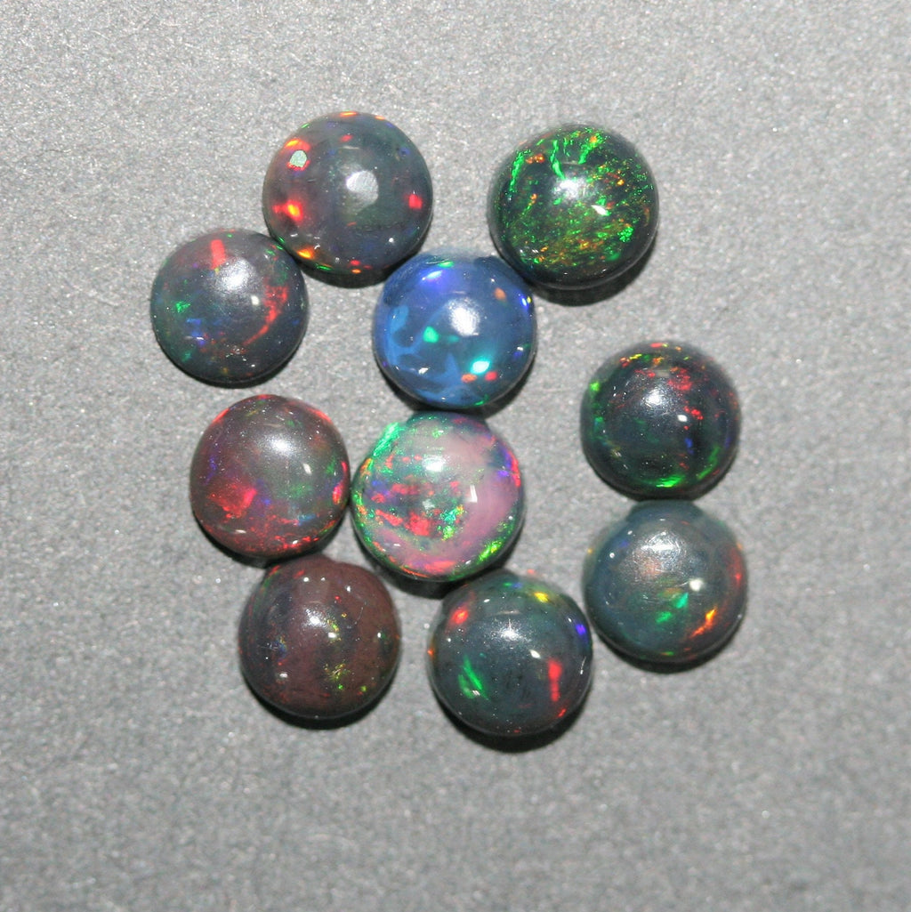 Ethiopian Black Opal Lot Round Cabochon 5mm. (10pcs)  -Gemstone Parcels-Loose Stones Wholesale Price