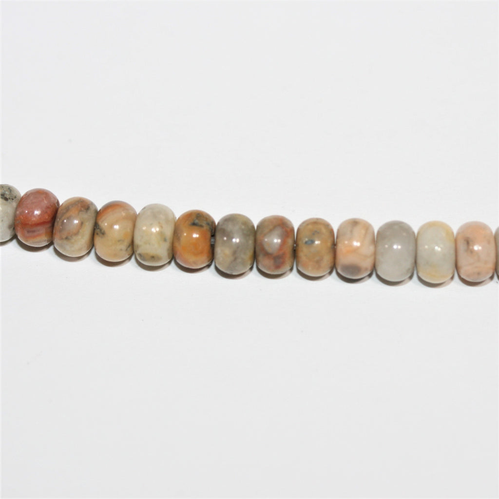 Perles rondelles lisses en agate folle St 15" 6x4mm.- Brin 38cm.