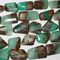 13" St Chrysoprase Faceted Nugget 34x18mm.Approx.-Strand 35cm.