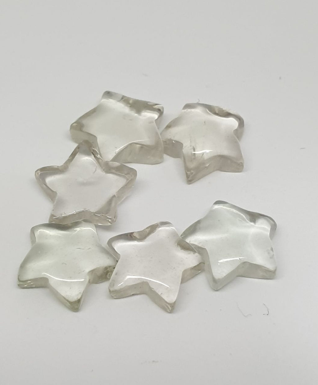 Lote de 6 cabujones de prasiolita verde con forma de estrella de 7,5-8 mm (piedras preciosas naturales)