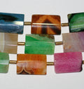 14" St Multicolor Agate Faceted Rectangle Beads 40x25mm.-Strand 38cm.