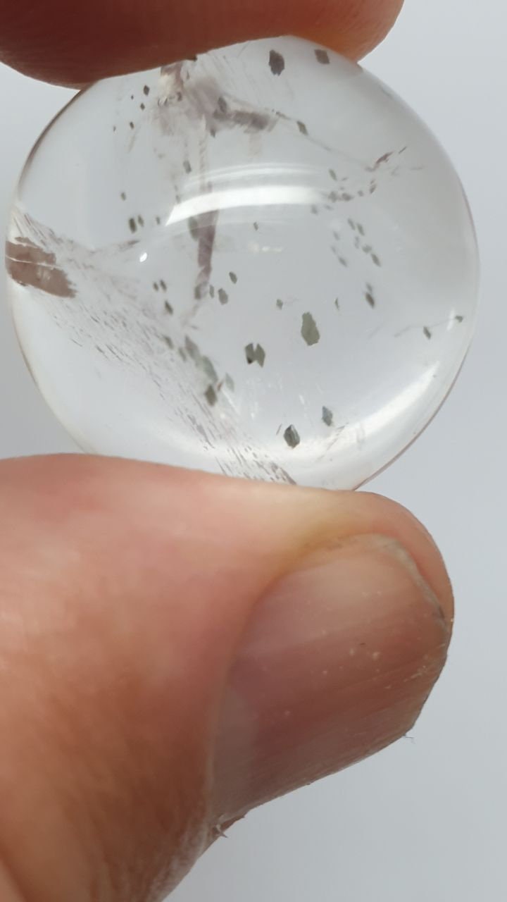 Natural Rare Pyrite  Inclusions Quartz Smooth Round Cabochon 20mm (28.4ct.).Healing Power