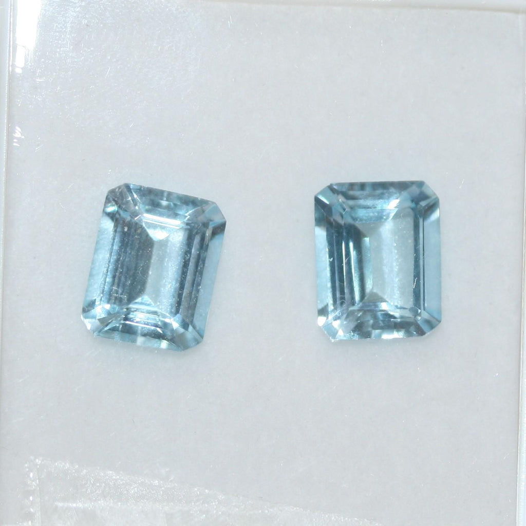 2Pcs Lot Blue Sky Topaz Faceted Octagonal 10x8mm. (2 Pcs).