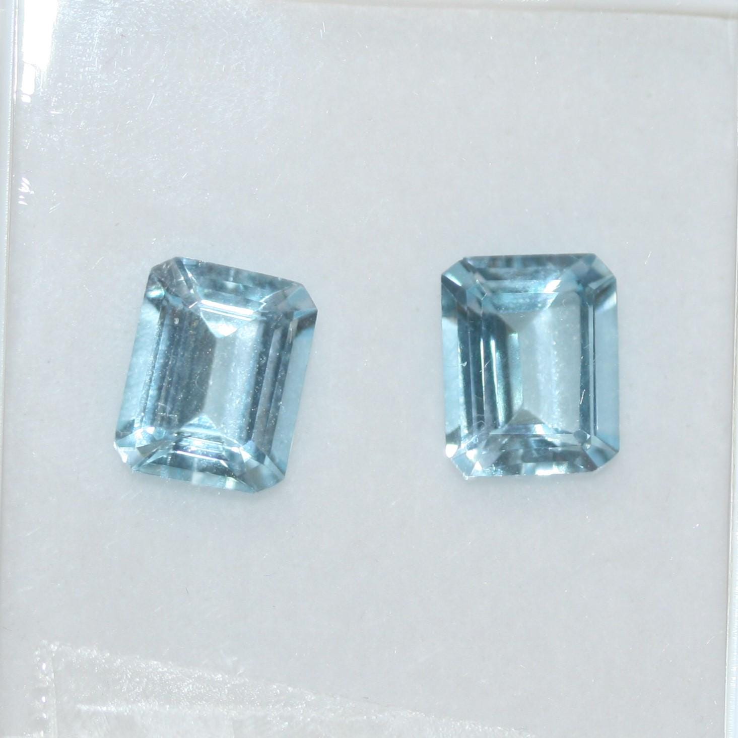 Lote de 2 topacios azul cielo facetados octogonales de 10 x 8 mm. (2 piezas).