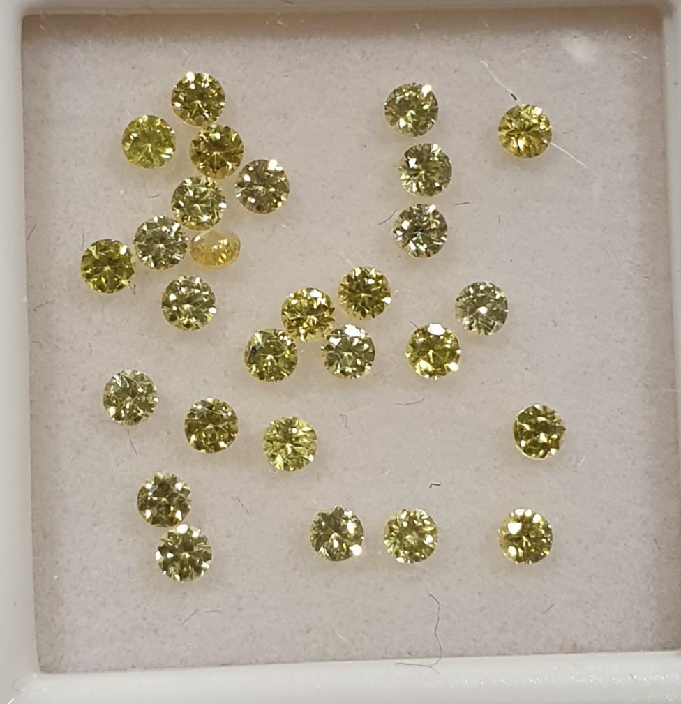 Lote de zafiros amarillos facetados redondos de 1,8 mm. - Paquetes de piedras preciosas - Piedras sueltas al por mayor - Gemas naturales