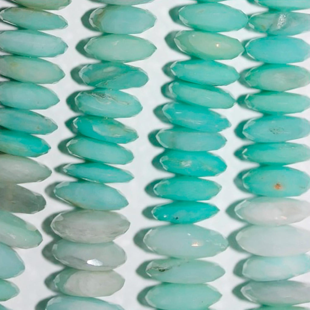 Perles rondelles à facettes graduées en opale péruvienne St, 16 pouces (40 cm), dimensions approximatives : 10 x 3 mm à 13 x 5 mm. Longueur du fil : 40 cm environ.