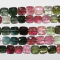 Perles carrées plates à facettes en tourmaline St de 14 pouces (environ 7-8 mm) - Longueur du fil : 35 cm